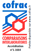Site Cofrac - AGLAE est accréditée par la section LABORATOIRES selon la norme NF EN ISO/CEI 17043 et les règles d'application du Cofrac pour des activités d'organisteurs de comparaisons interlaboratoires